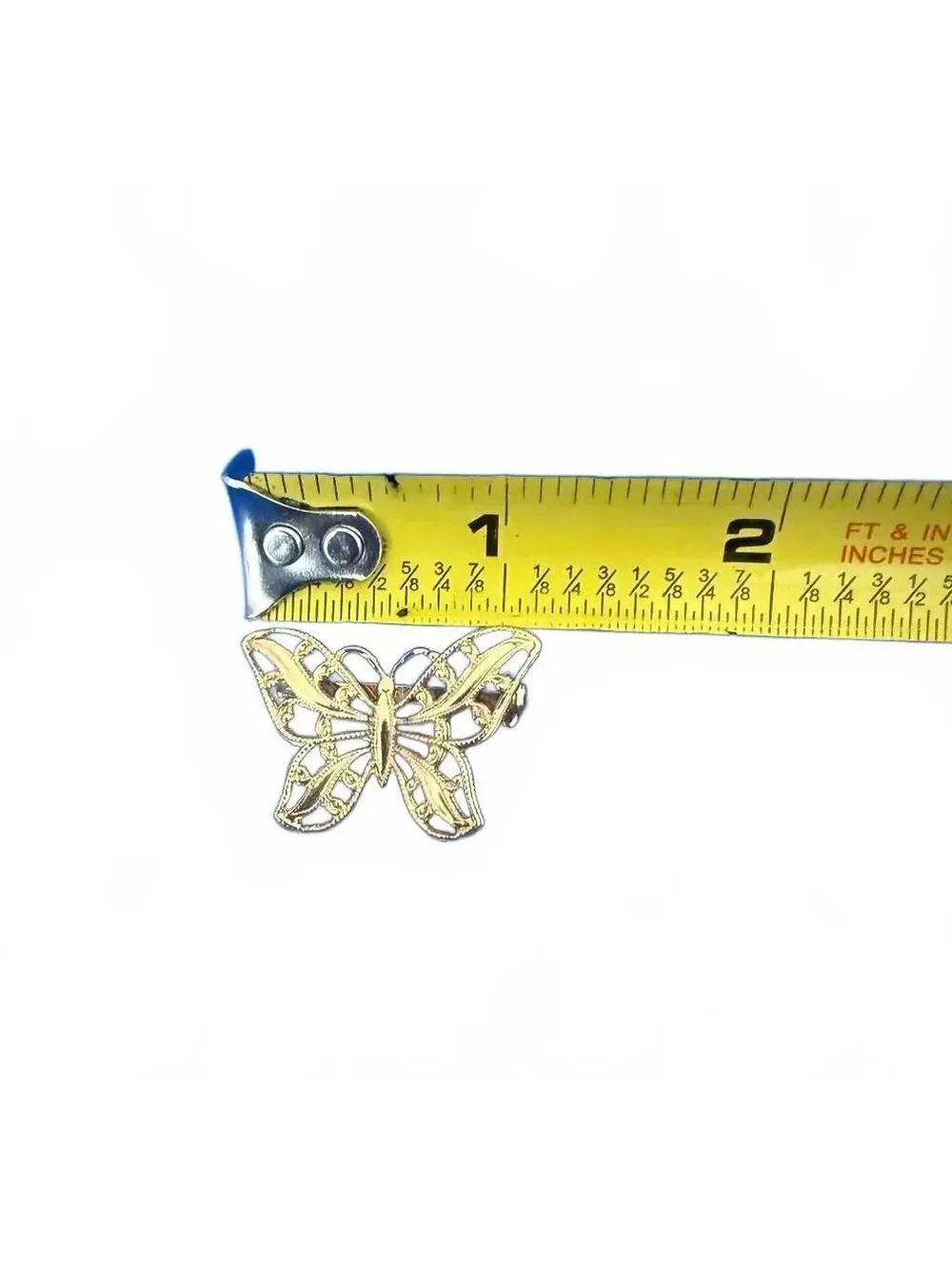 Vintage Napier 1 inch Gold Tone Filigree Butterfly Brooch Pin
